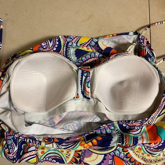 Croft & Barrow Halter Tankini Top Floral Cinch 14 Plus Size Curvy - Picture 8 of 9